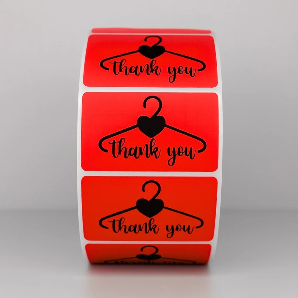 Thank You Stickers Hanger Heart | Red Labels for Small Business Packaging - Picture 7 of 11